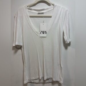 Zara Classic White Short Sleeve Top